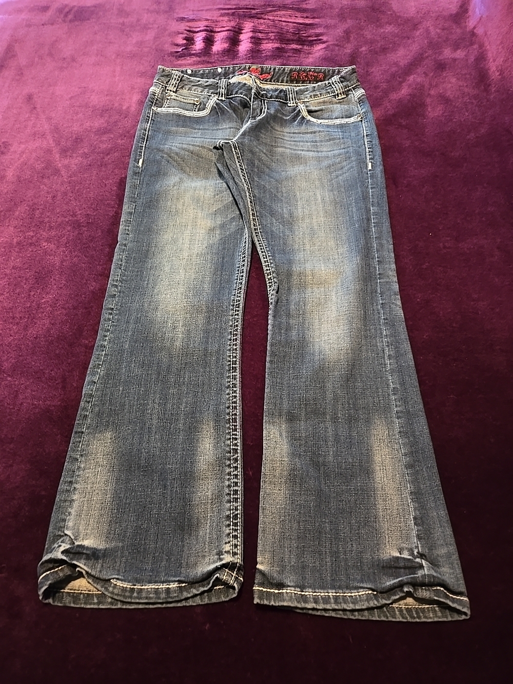Rock And Roll Cowgirl Women’s Wide-Leg Blue Denim Jeans Size 33 X 32